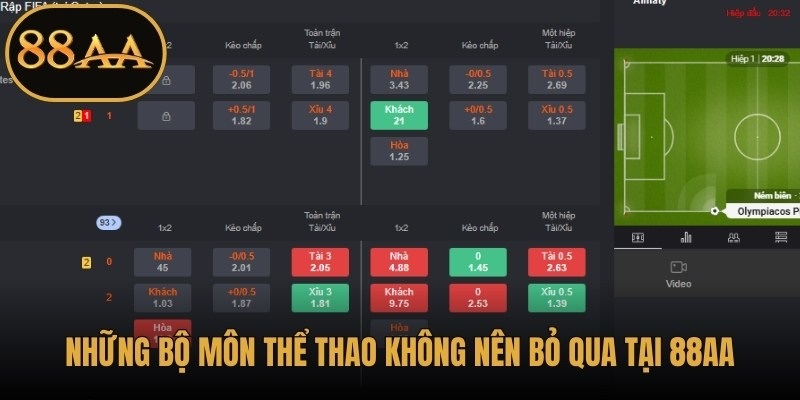Những bộ môn thể thao nổi bật nhất, không nên bỏ qua tại 88AA